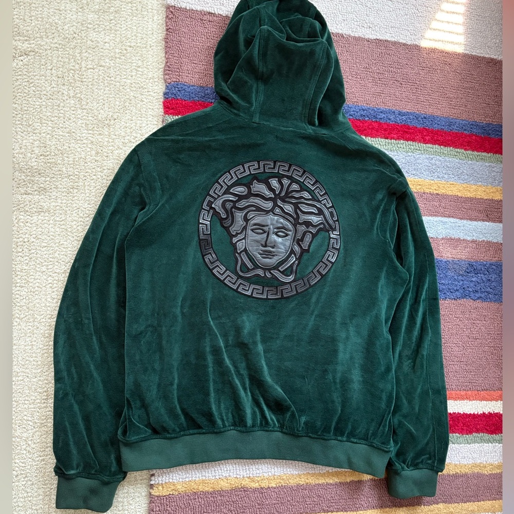 Versace Velour Zip-up with Leather Medusa